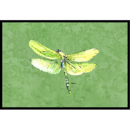 Carolines Treasures Dragonfly on Avacado Indoor Or Outdoor Doormat - 18 x 27 in. CA66421